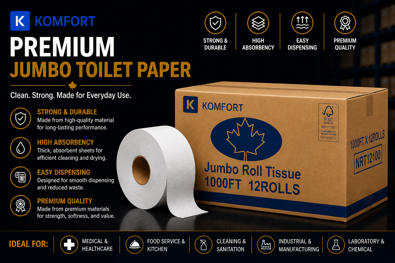 Jumbo Roll Toilet Paper (1000ft)
