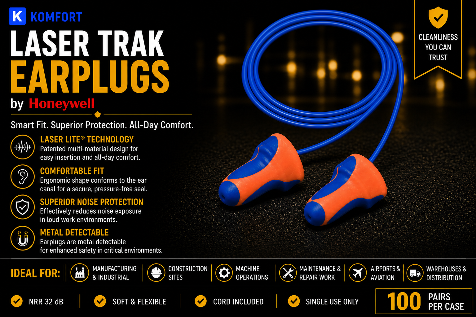 Laser Trak Honeywell Metal Detectable Earplugs