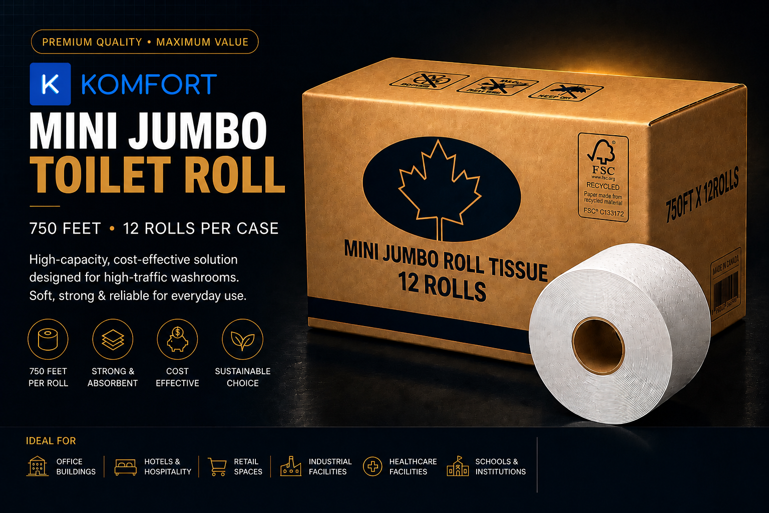 Mini Jumbo Toilet Paper (750ft)